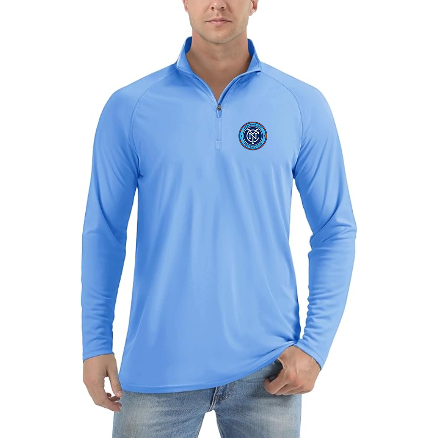 Men’s New York City FC - Lightweight Quarter-Zip Athletic Shirt – Long Sleeve Performance Wear