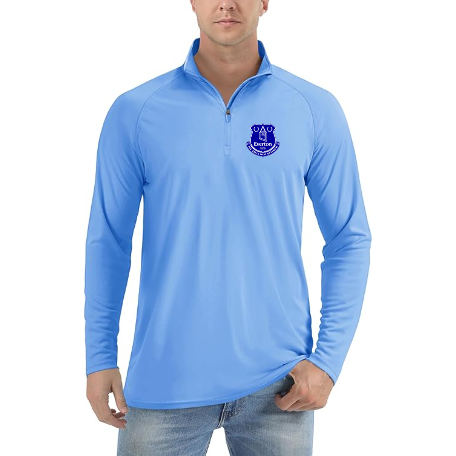 Men’s  Everton FC - Lightweight Quarter-Zip Athletic Shirt – Long Sleeve Performance Wear
