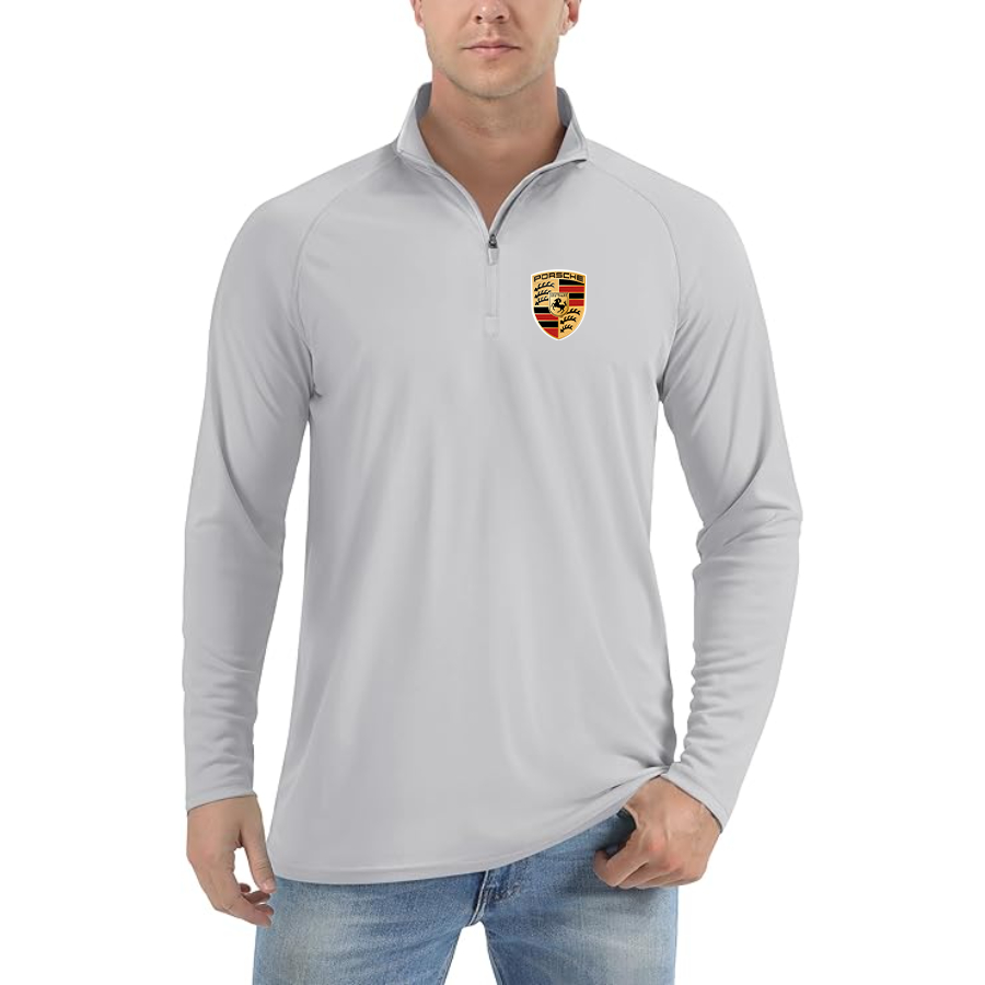 Men’s Porsche Car - Lightweight Quarter-Zip Athletic Shirt – Long Sleeve Polyester Wear