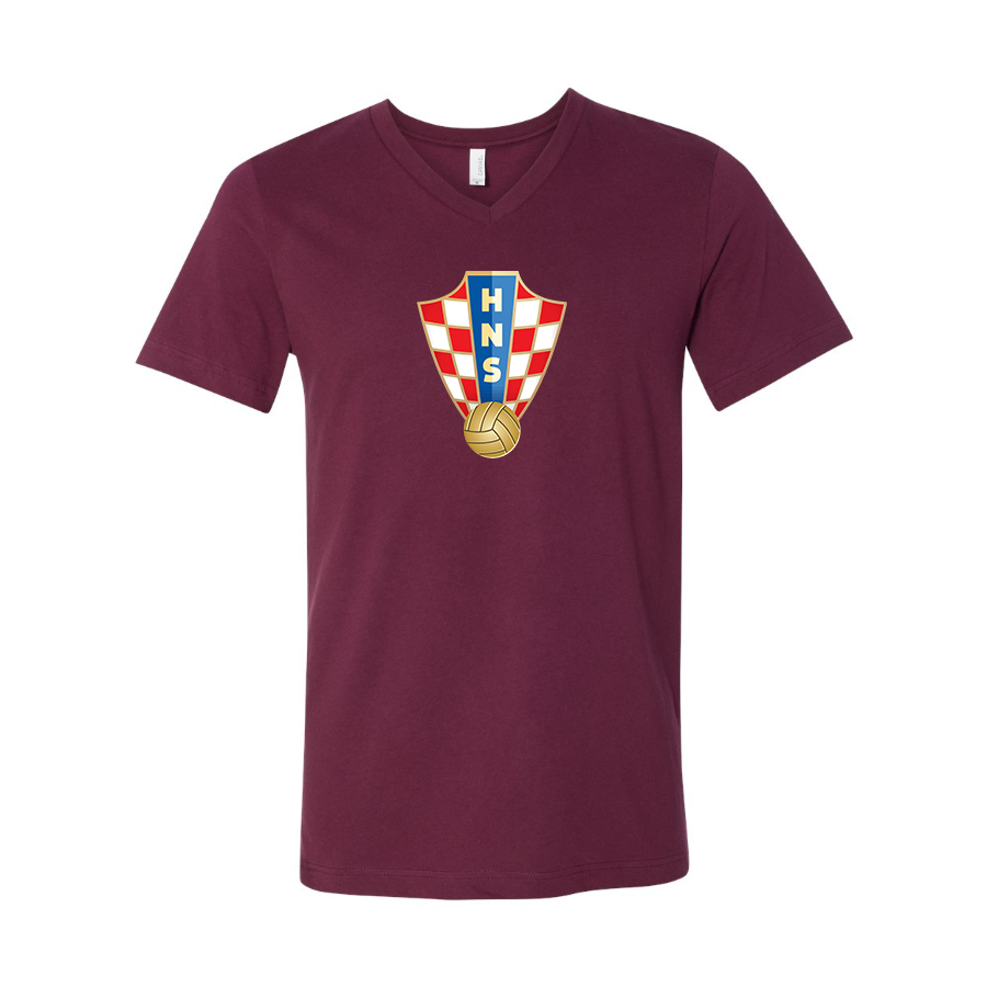 Men’s Croatia National Soccer Team - BELLA + CANVAS - Jersey V-Neck Tee - 3005