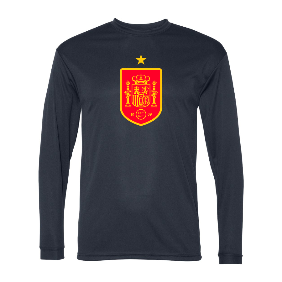 Men’s Spain Red Logo National Soccer Team - C2 Sport - Performance Long Sleeve T-Shirt - 5104
