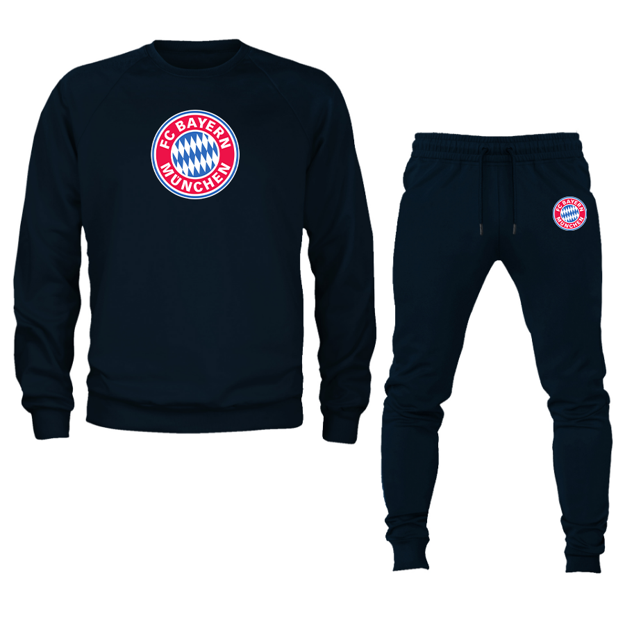 Men's F.C. Bayern Munchen Soccer Logo Crewneck Sweatshirt Joggers Suit