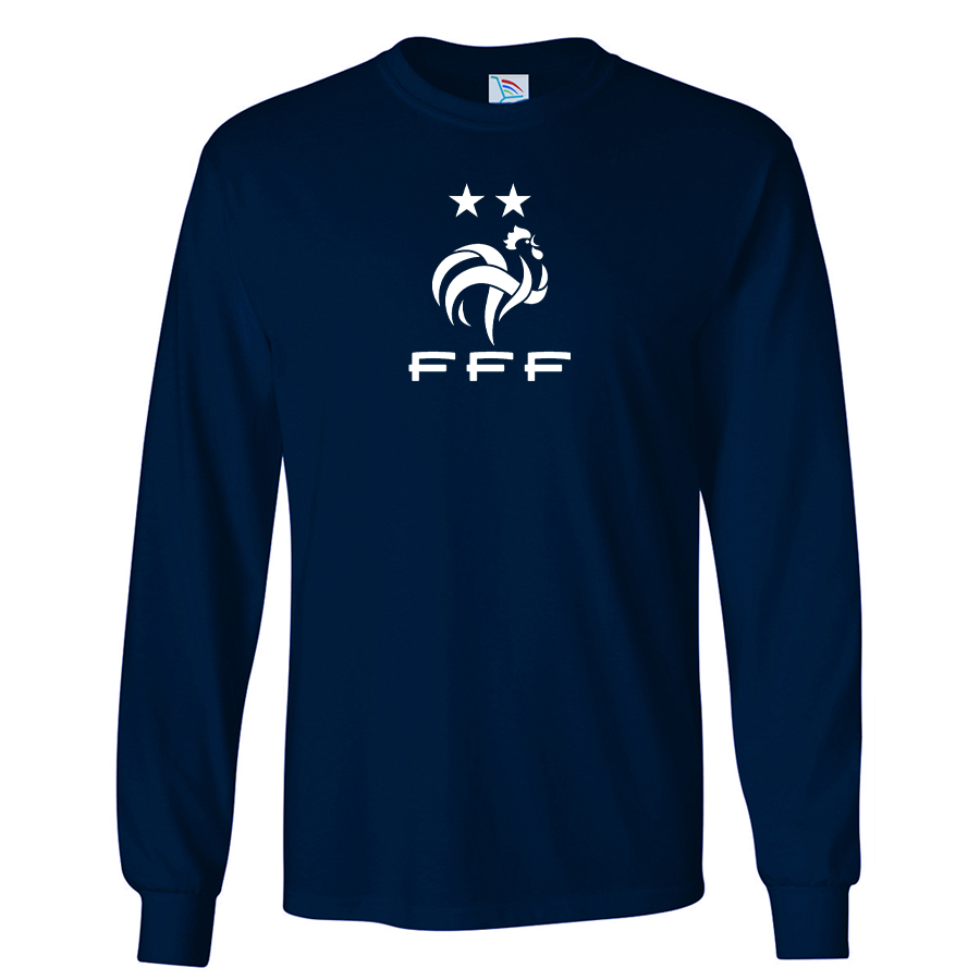 Youth Kids France Soccer Long Sleeve T-Shirt
