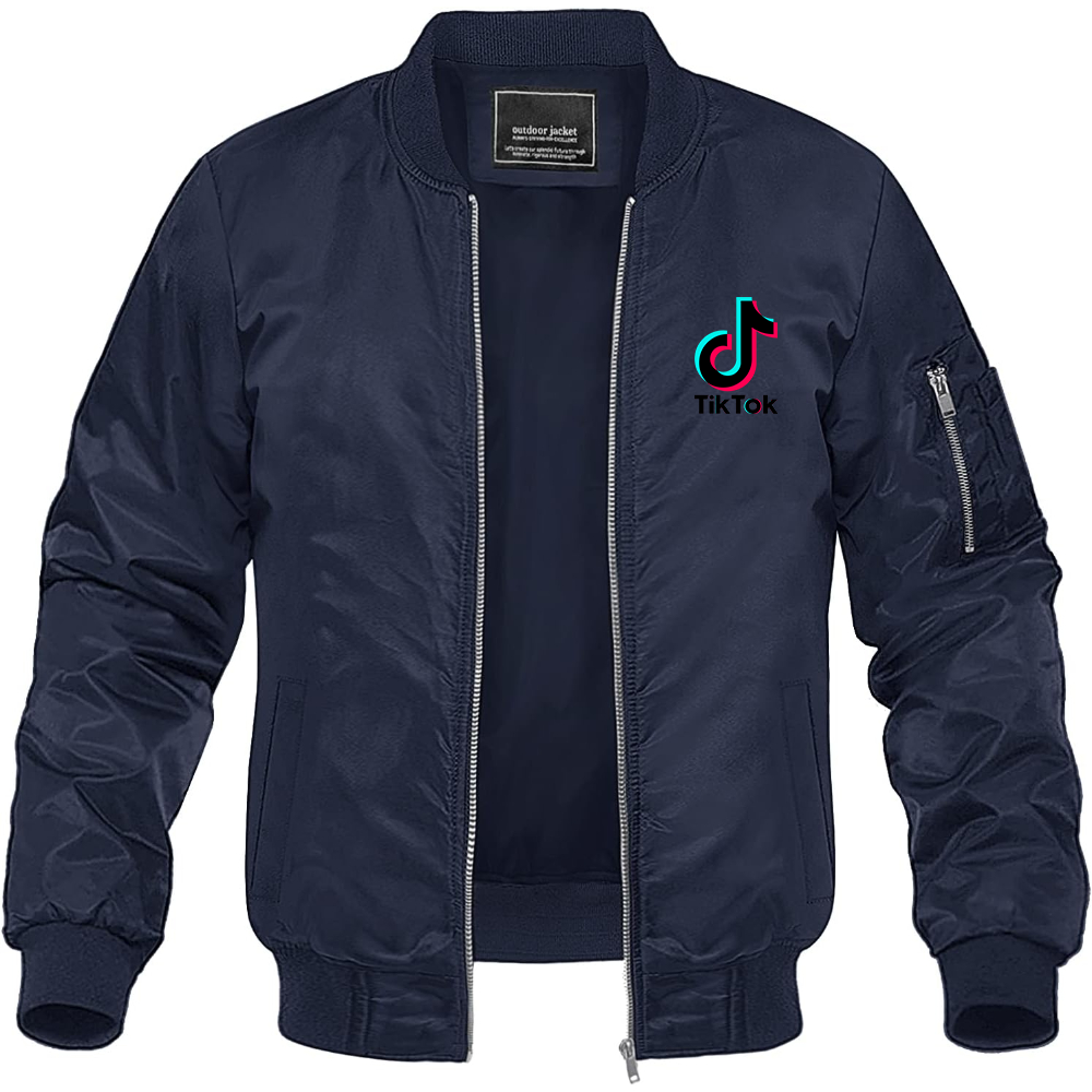 Men's TikTok Social Lightweight Bomber Jacket Windbreaker Softshell Varsity Jacket Coat