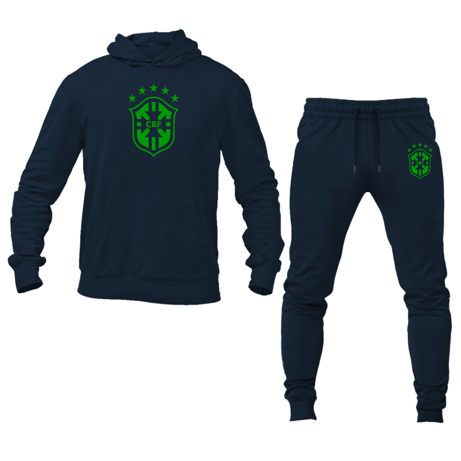 Men's Brazil Soccer Logo Hoodie Joggers Set