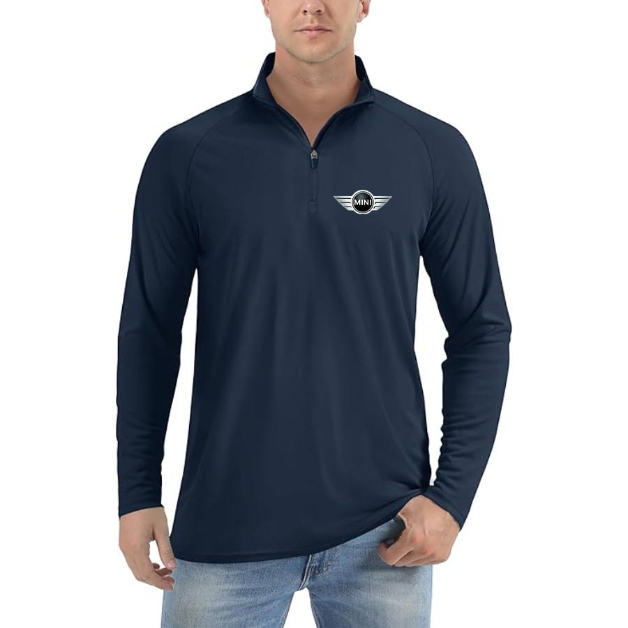 Men’s Mini Cooper Car NEW - Lightweight Quarter-Zip Athletic Shirt – Long Sleeve Polyester Wear