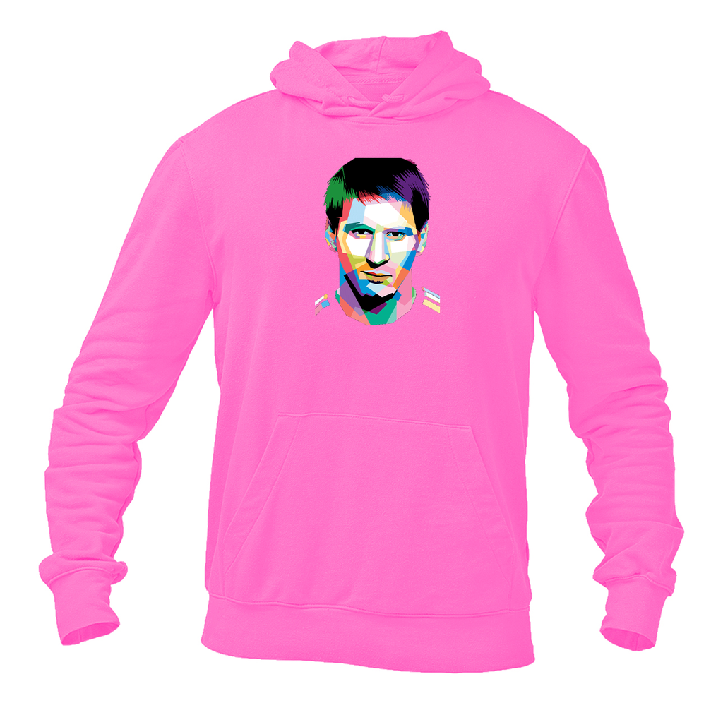 Men's Lionel Messi Face Art Soccer Pullover Hoodie