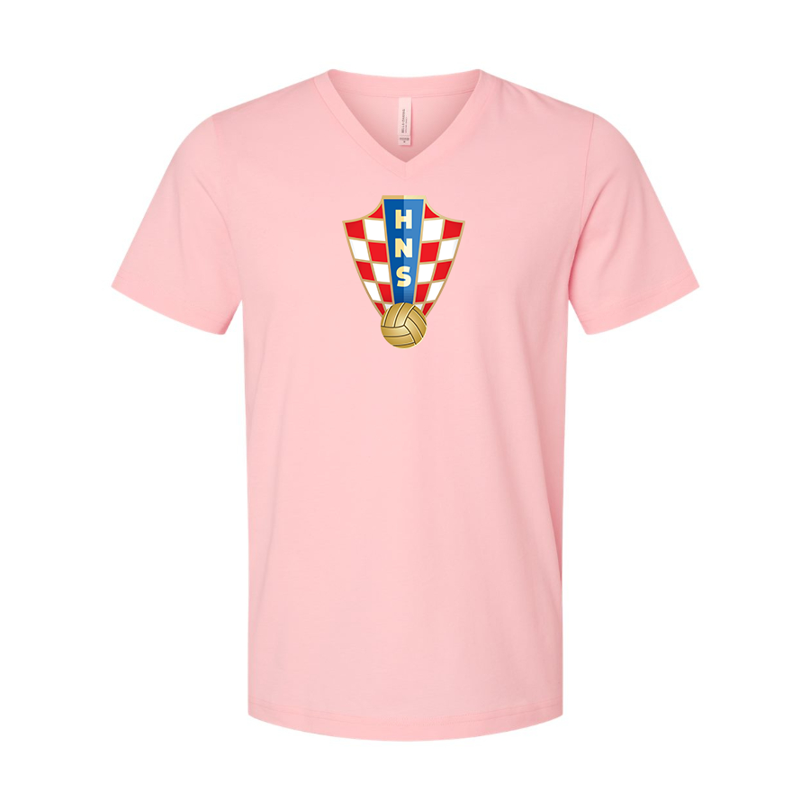Men’s Croatia National Soccer Team - BELLA + CANVAS - Jersey V-Neck Tee - 3005