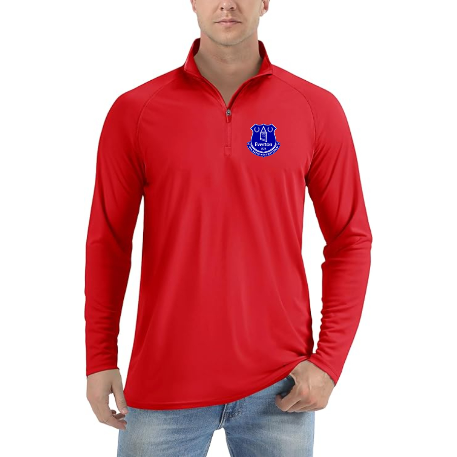 Men’s  Everton FC - Lightweight Quarter-Zip Athletic Shirt – Long Sleeve Performance Wear