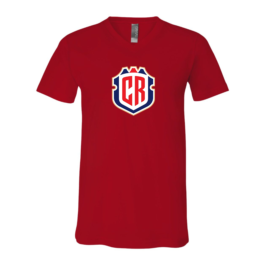Men’s Costa Rica National Soccer Team - BELLA + CANVAS - Jersey V-Neck Tee - 3005