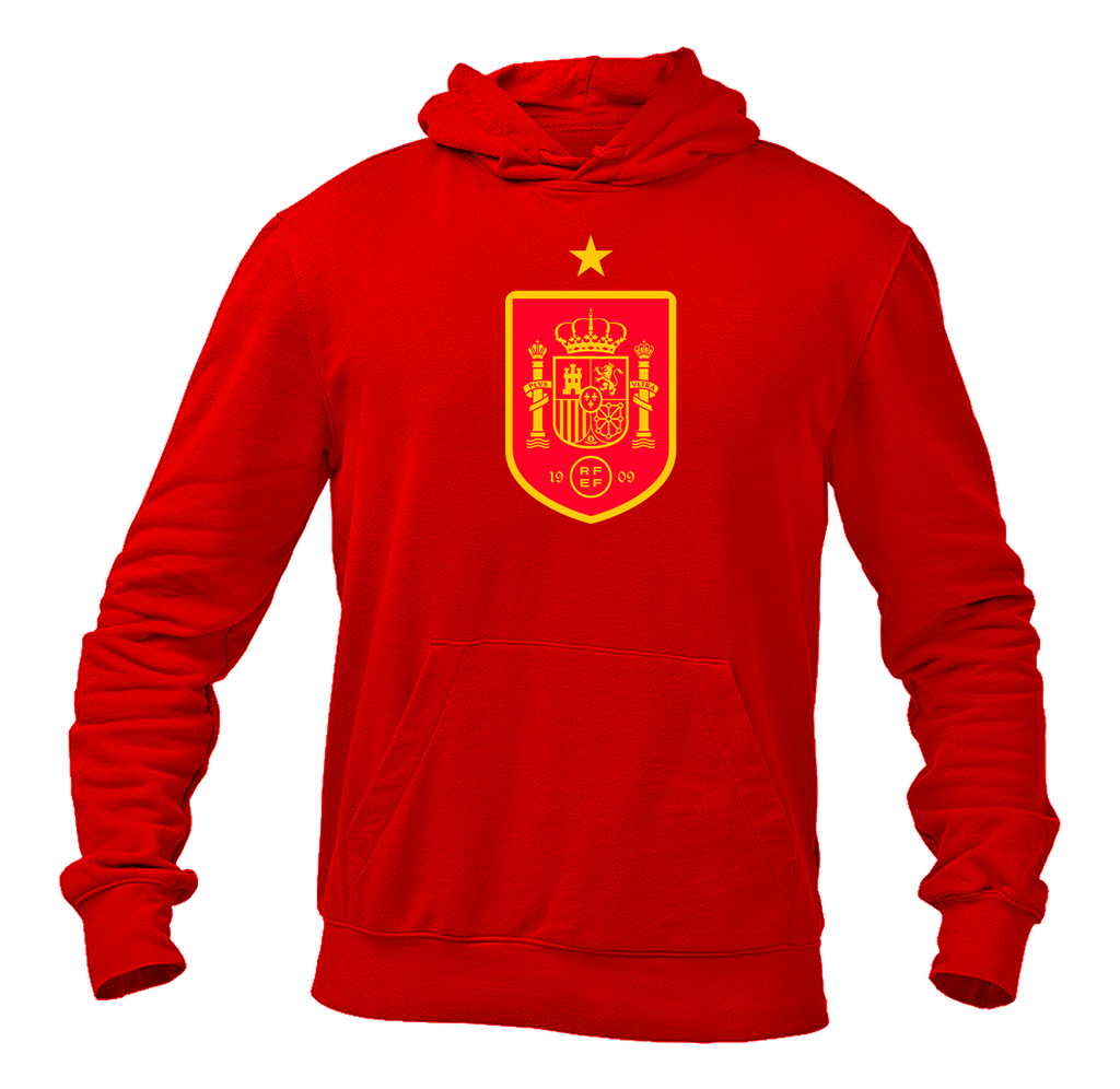 Men's Spain Red Logo National Soccer Team Pullover Hoodie