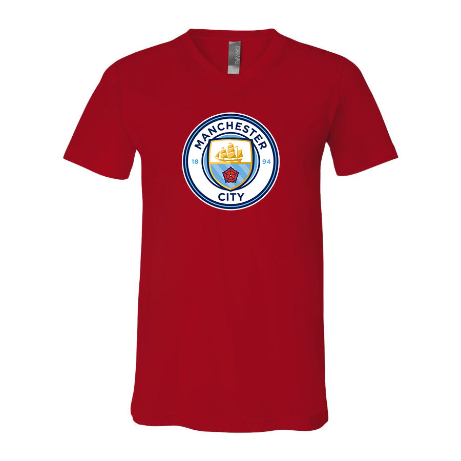 Men’s  Manchester City Soccer - BELLA + CANVAS - Jersey V-Neck Tee - 3005