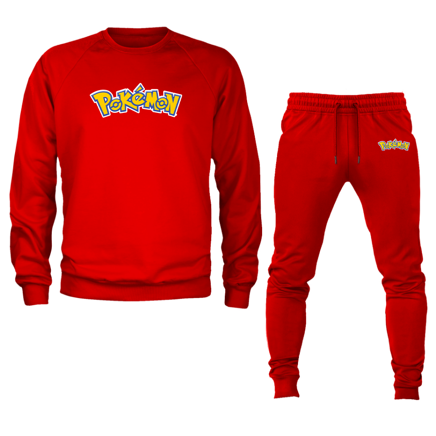 Men's Pokemon Cartoon Crewneck Sweatshirt Joggers Suit