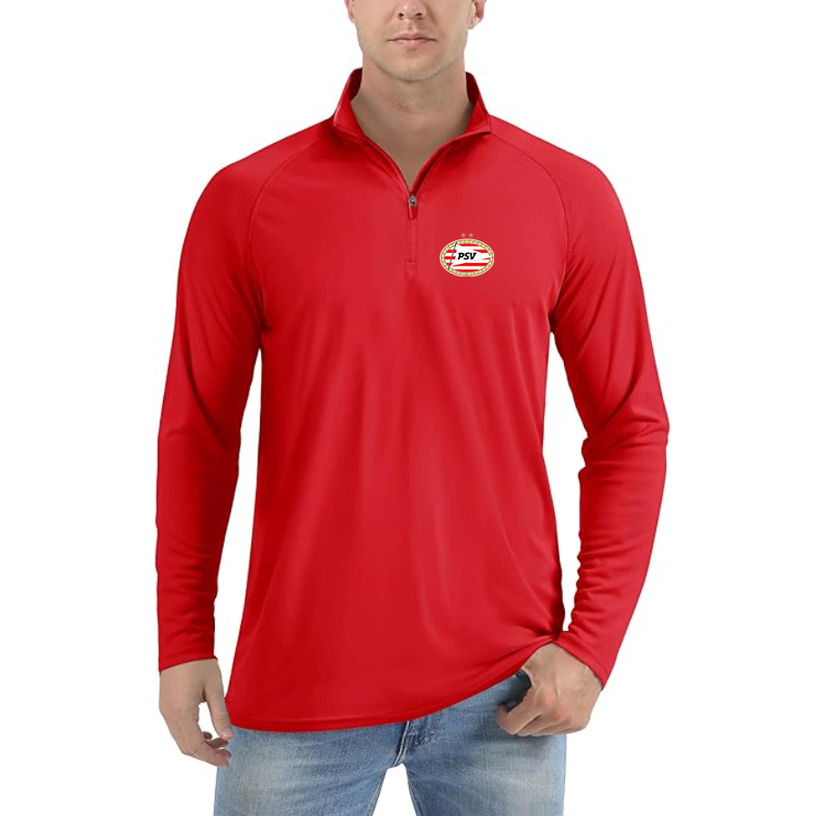 Men’s  PSV Eindhoven FC - Lightweight Quarter-Zip Athletic Shirt – Long Sleeve Performance Wear