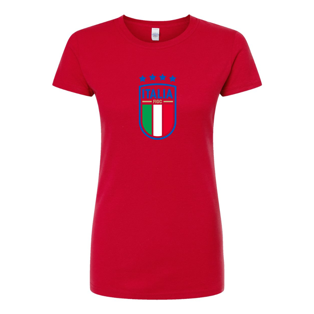 Women's Italy National Soccer Round Neck T-Shirt