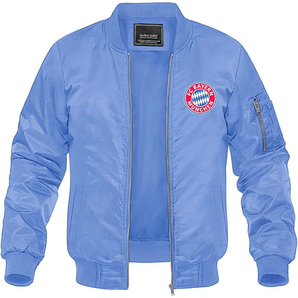 Men's F.C. Bayern Munchen Soccer Lightweight Bomber Jacket Windbreaker Softshell Varsity Jacket Coat