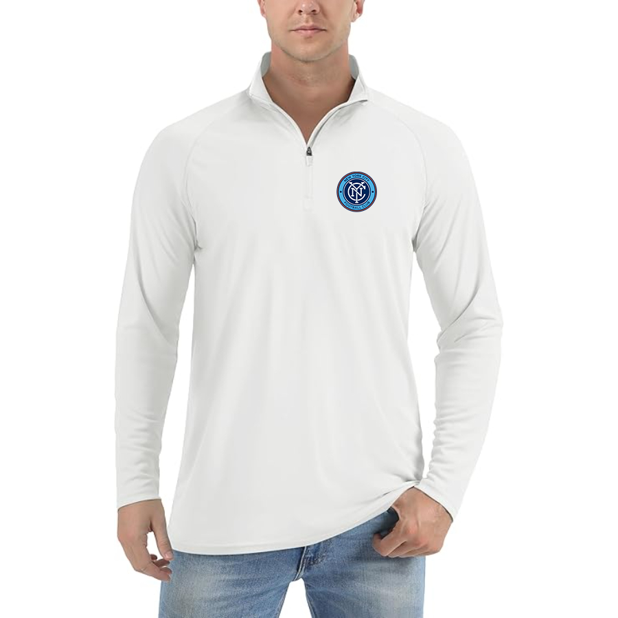 Men’s New York City FC - Lightweight Quarter-Zip Athletic Shirt – Long Sleeve Performance Wear