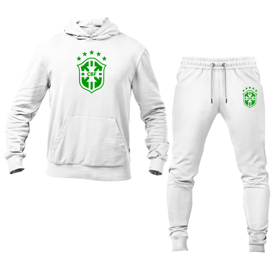 Men's Brazil Soccer Logo Hoodie Joggers Set