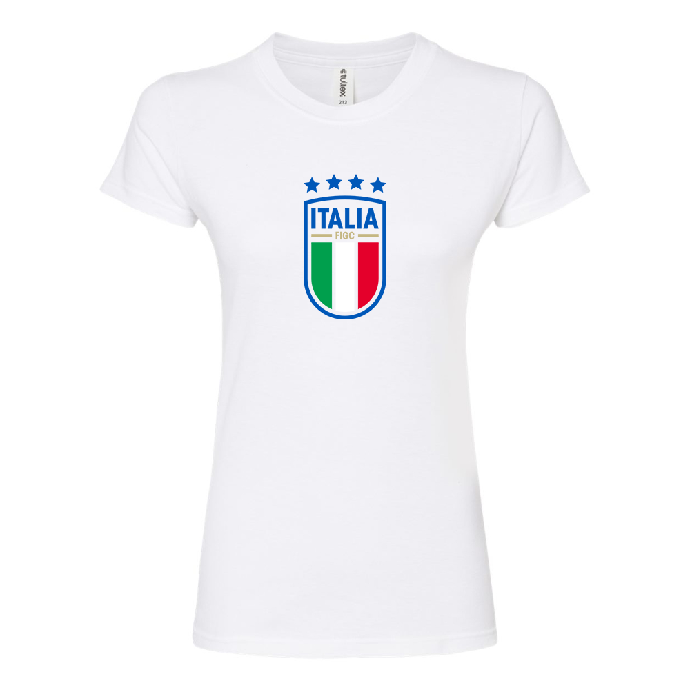 Women's Italy National Soccer Round Neck T-Shirt
